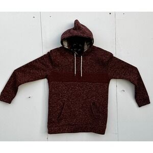 Departwest Mens Hoodie Maroon Marled Knit Pullover Sweatshirt Large RN136523
